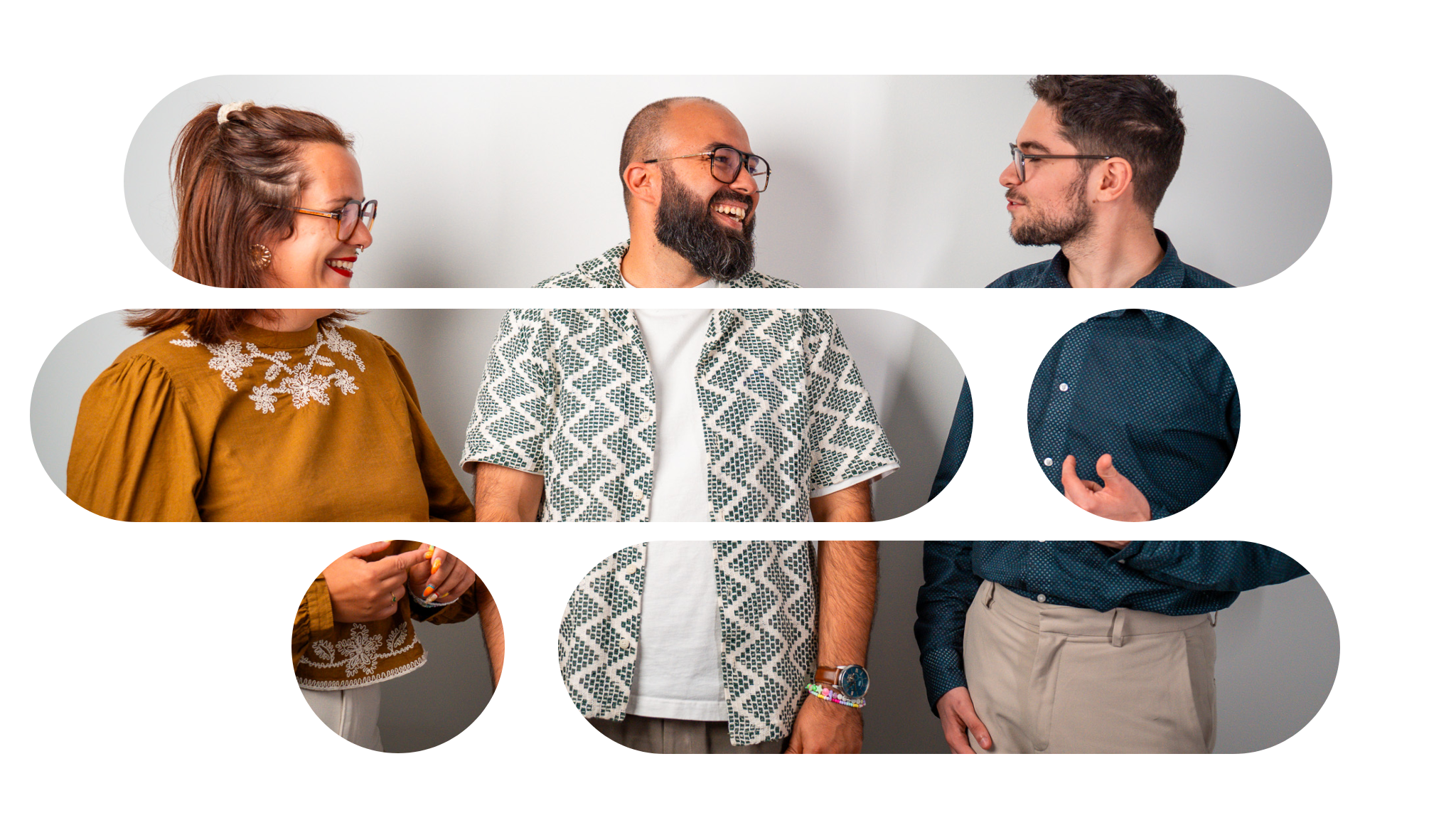 Photo des 3 membres de l'équipe de l'agence web Qwery en train de discuter