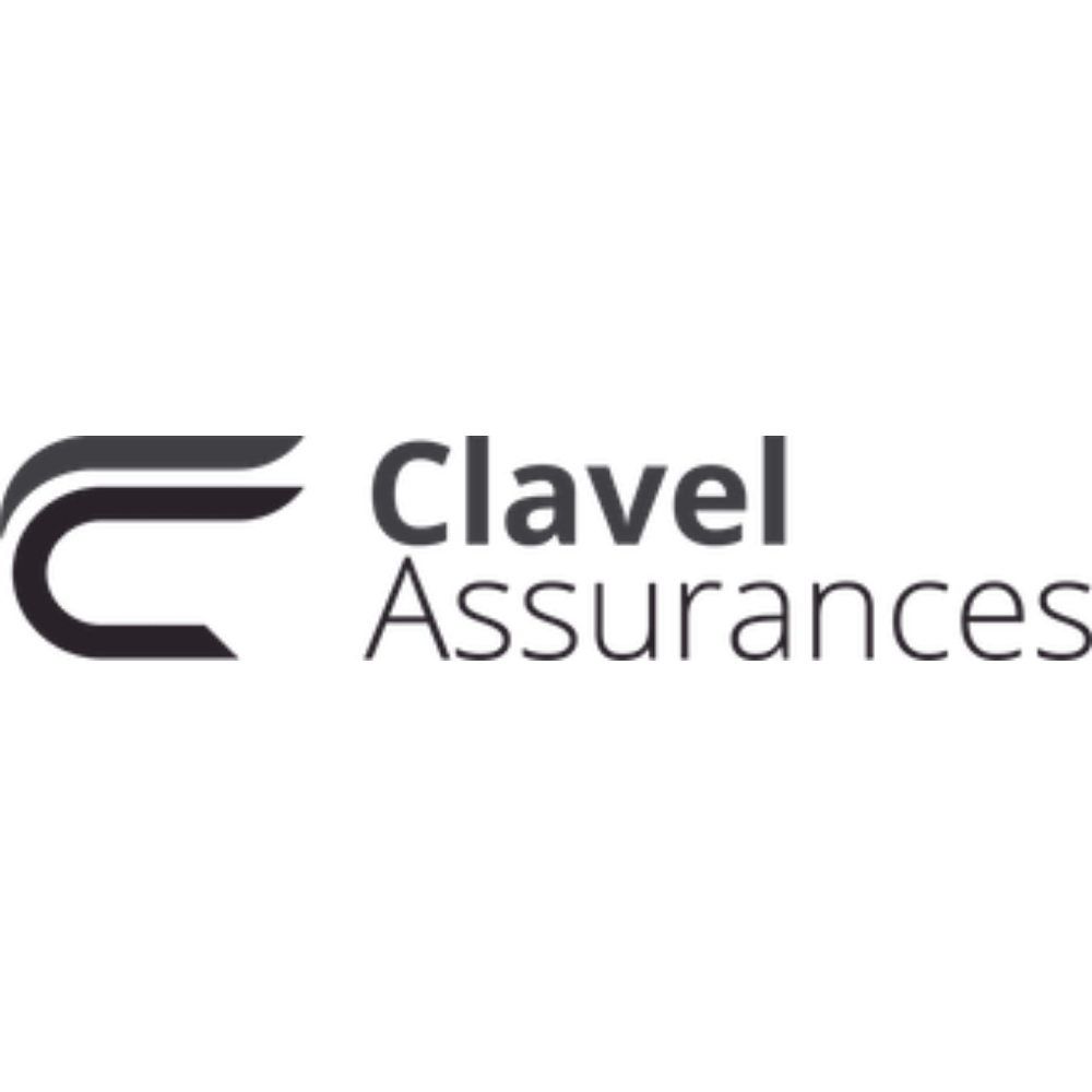 logo de Clavel assurances en noir et blanc